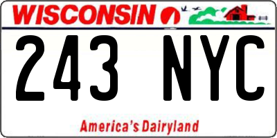 WI license plate 243NYC