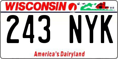 WI license plate 243NYK