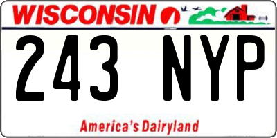 WI license plate 243NYP