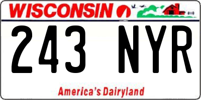 WI license plate 243NYR