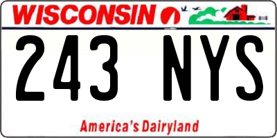 WI license plate 243NYS