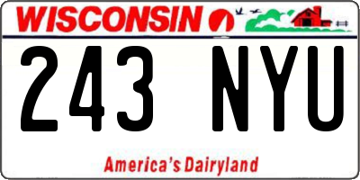 WI license plate 243NYU