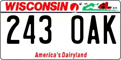 WI license plate 243OAK