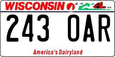 WI license plate 243OAR