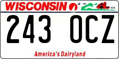 WI license plate 243OCZ