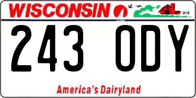 WI license plate 243ODY