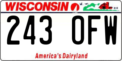 WI license plate 243OFW