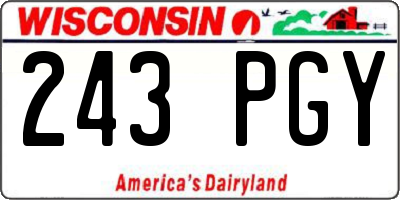WI license plate 243PGY
