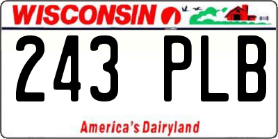 WI license plate 243PLB