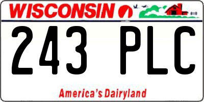 WI license plate 243PLC