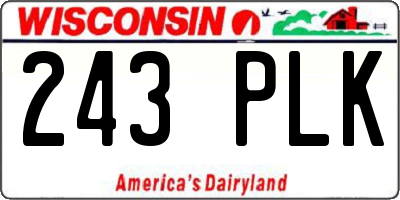 WI license plate 243PLK