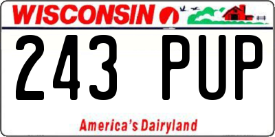 WI license plate 243PUP