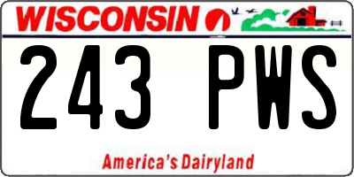 WI license plate 243PWS