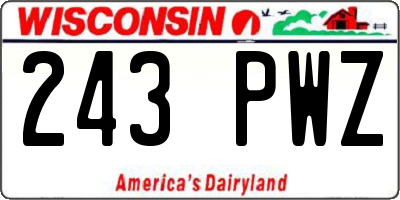 WI license plate 243PWZ
