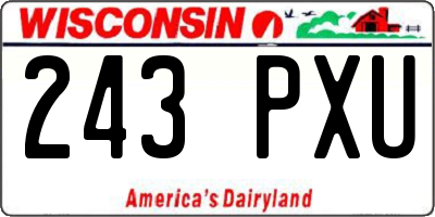 WI license plate 243PXU