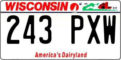 WI license plate 243PXW