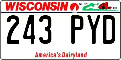 WI license plate 243PYD