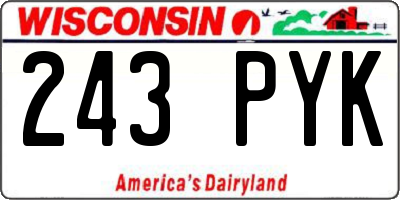 WI license plate 243PYK