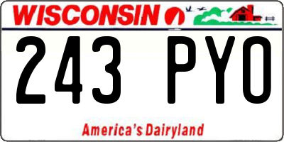 WI license plate 243PYO