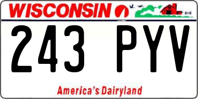 WI license plate 243PYV