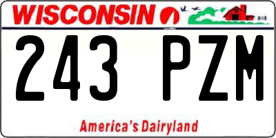 WI license plate 243PZM