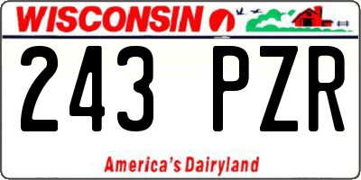 WI license plate 243PZR