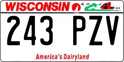 WI license plate 243PZV