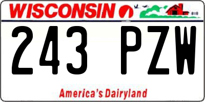 WI license plate 243PZW