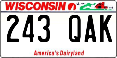 WI license plate 243QAK
