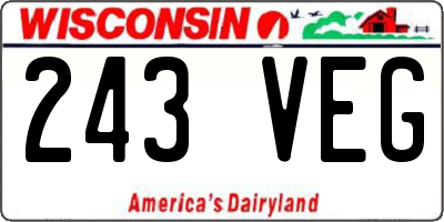 WI license plate 243VEG