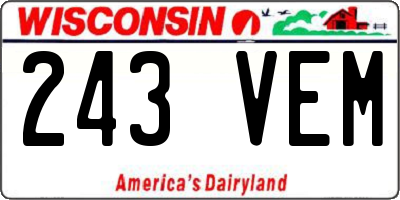 WI license plate 243VEM