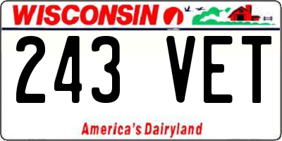 WI license plate 243VET