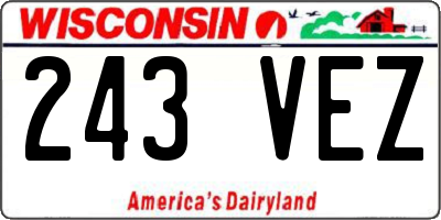 WI license plate 243VEZ
