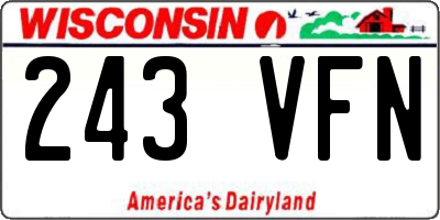 WI license plate 243VFN