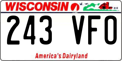 WI license plate 243VFO
