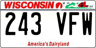 WI license plate 243VFW
