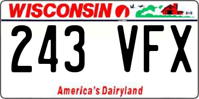 WI license plate 243VFX