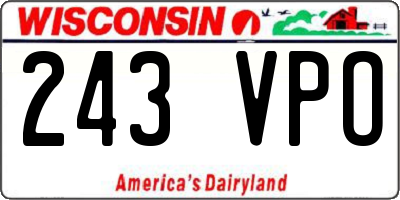 WI license plate 243VPO
