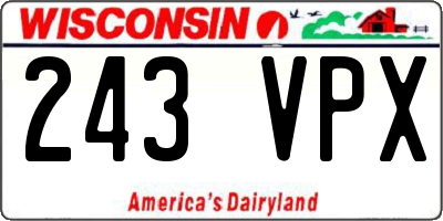 WI license plate 243VPX
