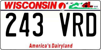 WI license plate 243VRD