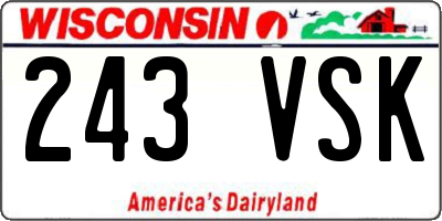 WI license plate 243VSK