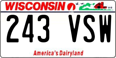 WI license plate 243VSW
