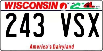 WI license plate 243VSX
