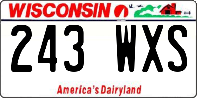 WI license plate 243WXS