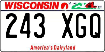 WI license plate 243XGQ