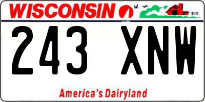 WI license plate 243XNW