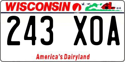WI license plate 243XOA