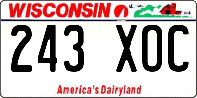 WI license plate 243XOC