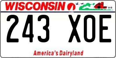 WI license plate 243XOE