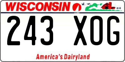 WI license plate 243XOG